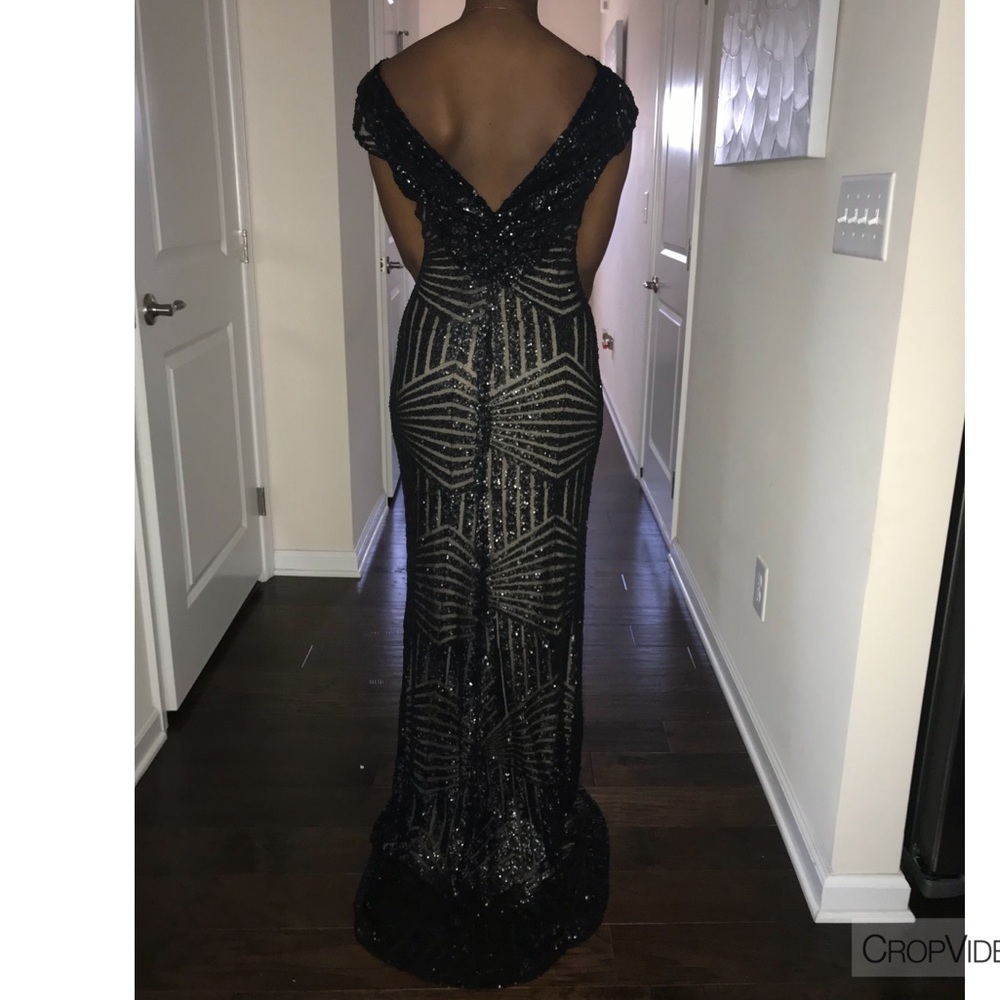 Custom Made Sequined Black Dress